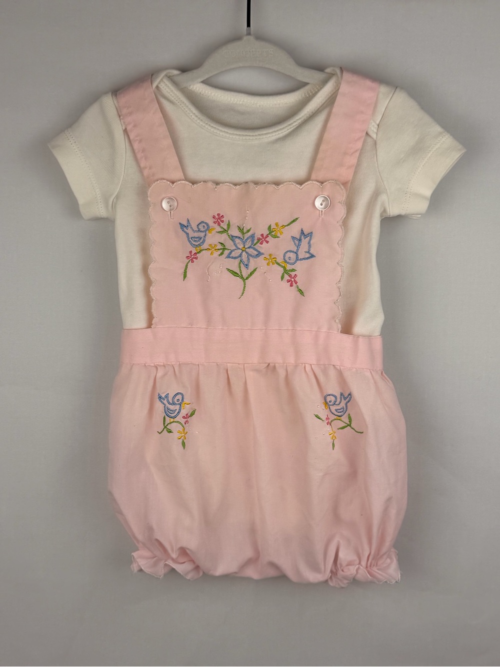 Vintage Cradle Togs Pink Embroidered Bubble Romper 9 months
